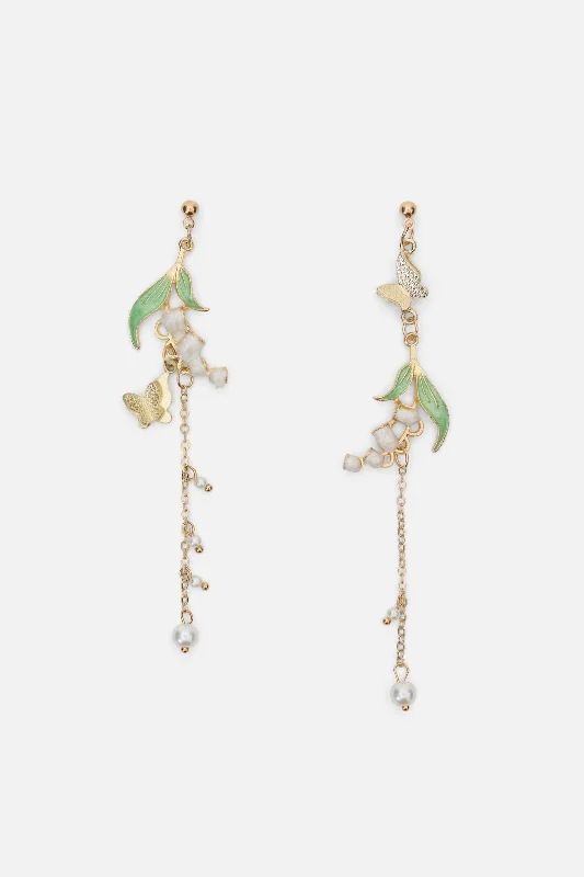 Butterfly & Pearls Earrings