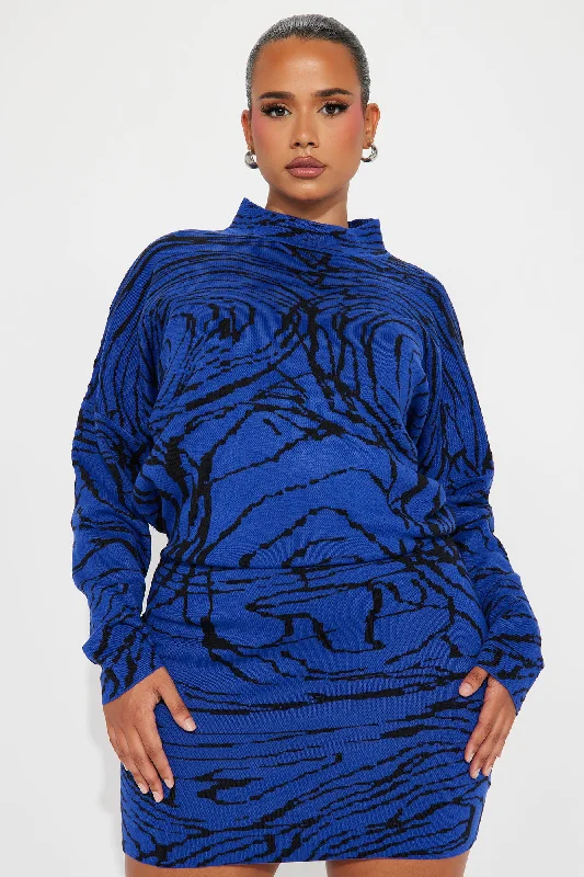 Abigail Sweater Mini Dress - Royal/combo