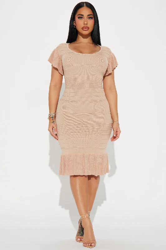 Addison Ruffle Mini Dress - Beige