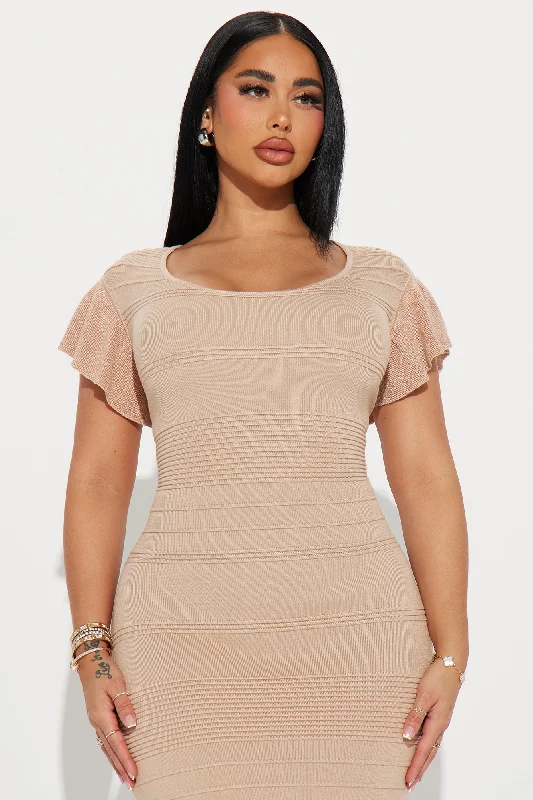 Addison Ruffle Mini Dress - Beige