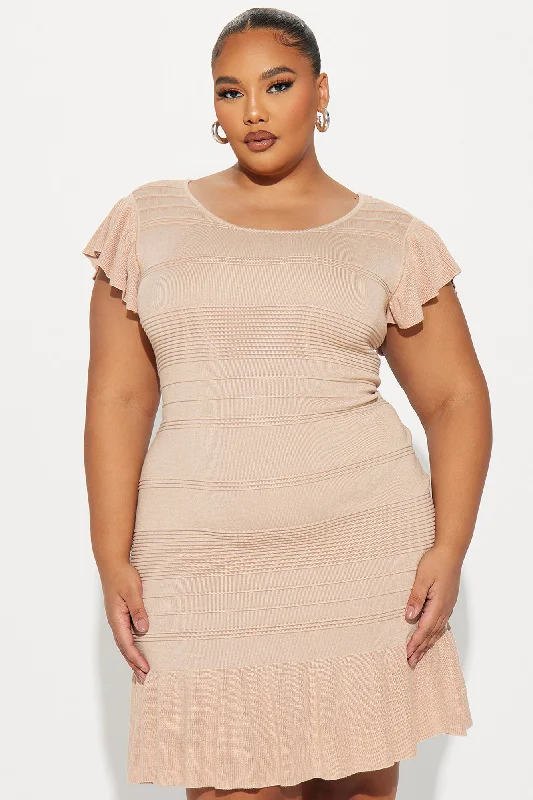 Addison Ruffle Mini Dress - Beige