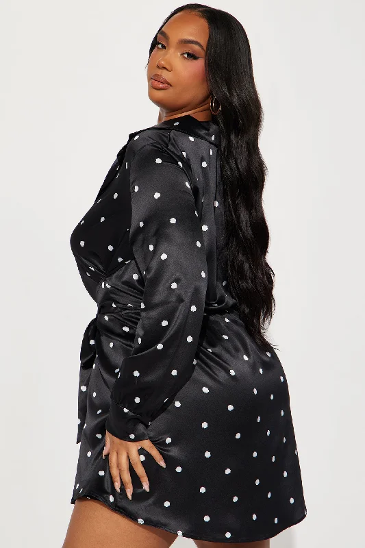 Classic Polka Dot Mini Dress - Black/White