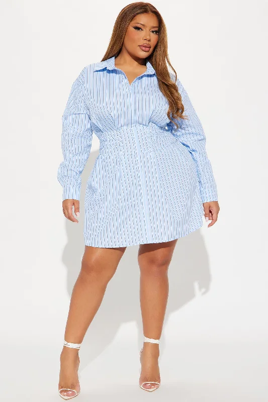 Hope Collared Mini Dress - Light Blue