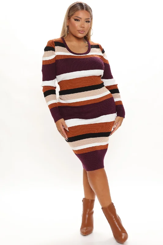 Janie Sweater Midi Dress - Purple/combo