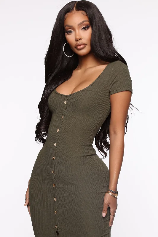 Love Her Down Midi Dress - Olive