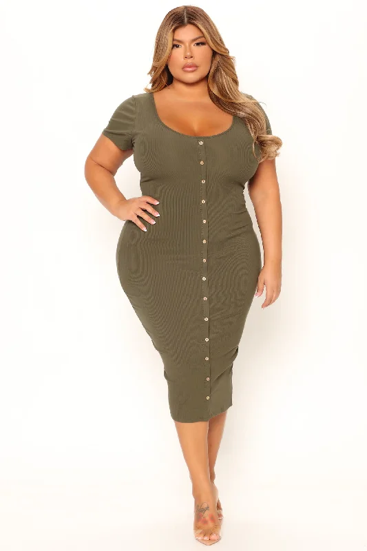 Love Her Down Midi Dress - Olive