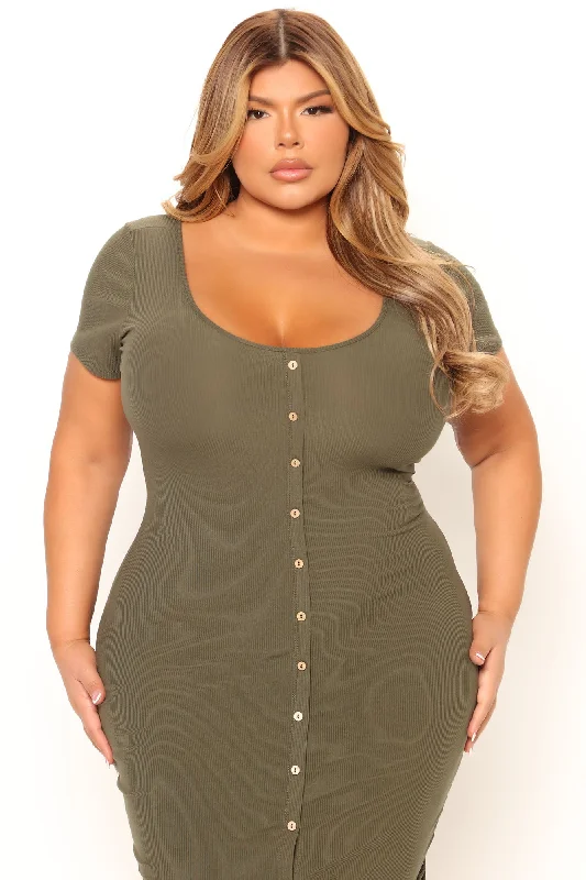 Love Her Down Midi Dress - Olive