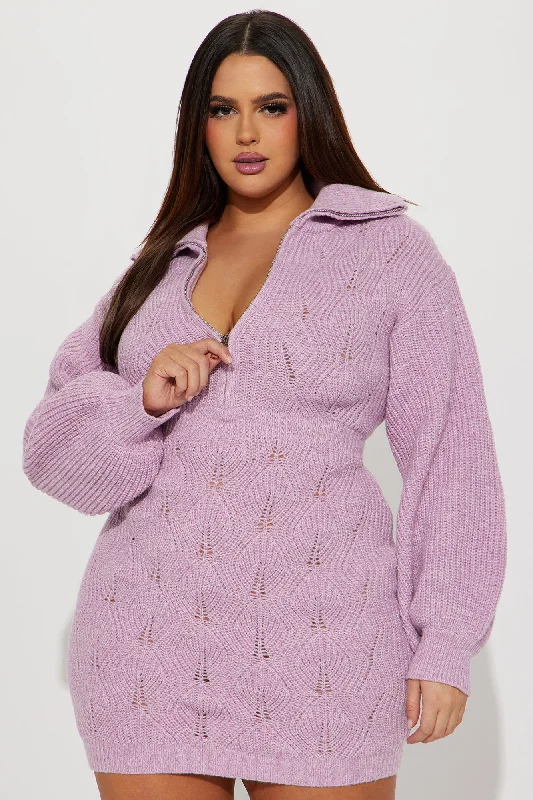 Lyla Sweater Mini Dress - Lavender