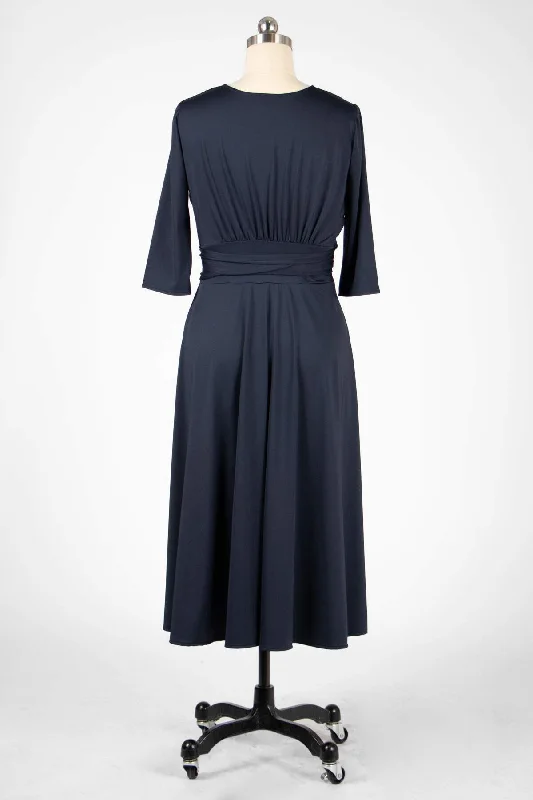 Margaret Dress (3/4 Sleeves) - Midnight Blue