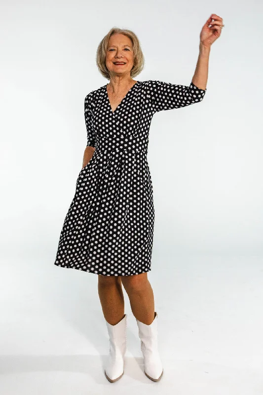 Penelope Dress - Black and White Polka Dot