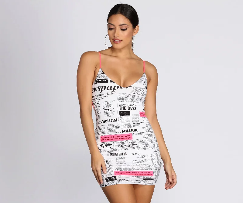 All In Knit Together Newspaper Mini Dress