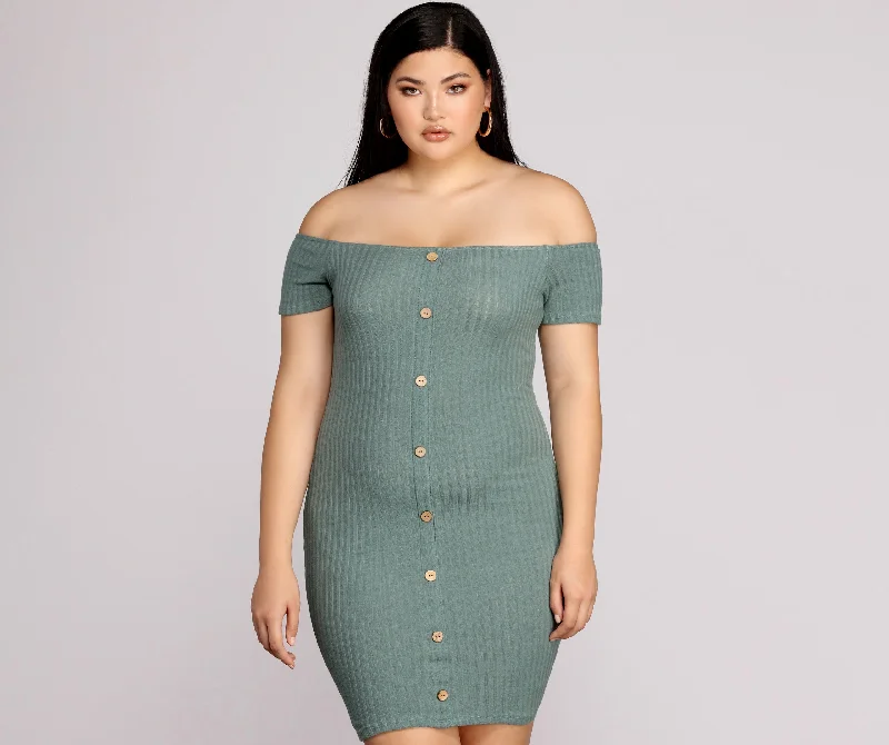 Plus Thrill Of Knit Ribbed Dress