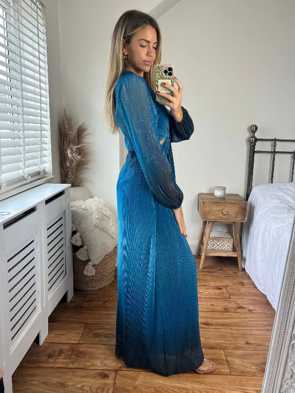 Tami Cut Out Maxi Dress / Blue Ombre Plisse