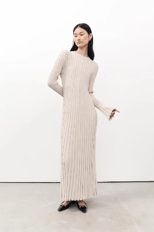 ADA STONE LONG SLEEVE MIDI DRESS