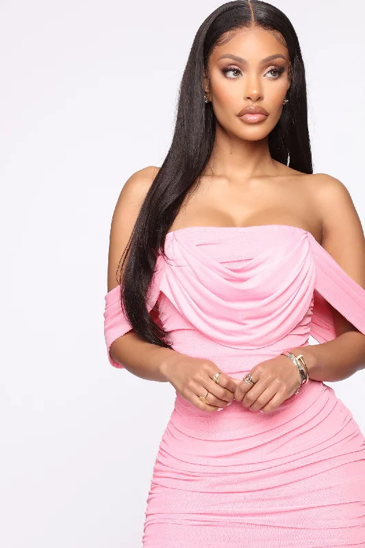 Bad For The Night Bandage Midi Dress - Pink