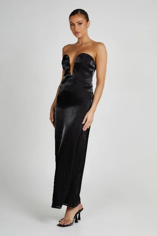 Chantelle Liquid Satin Midi Dress - Black