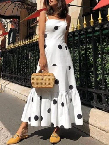 Dresses Sling Polka Dot Print Sleeveless Dress for Women