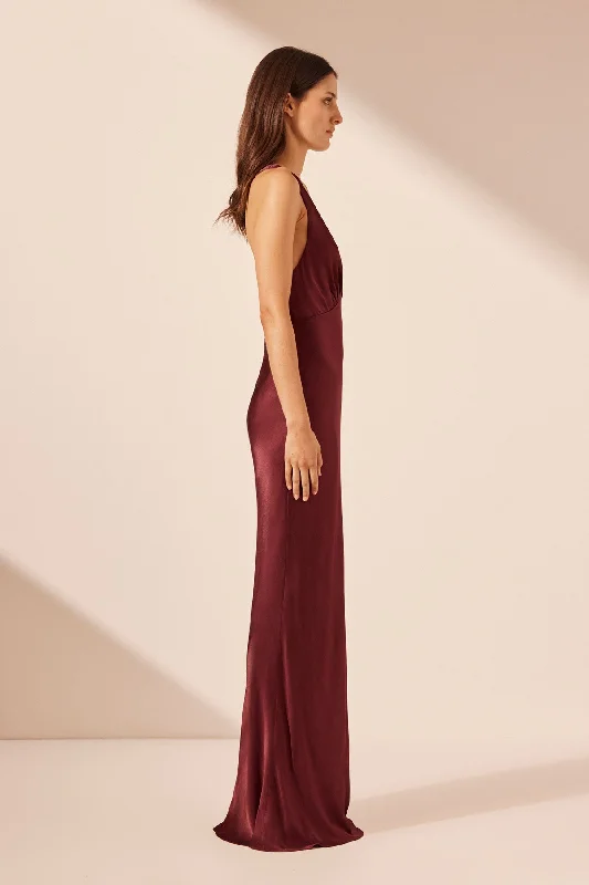 ELIA PLUNGED CROSS BACK MAXI DRESS - SHIRAZ