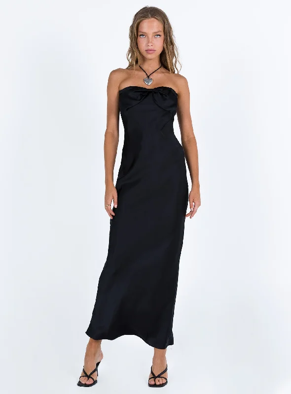 Kesy Bow Tie Maxi Dress Black