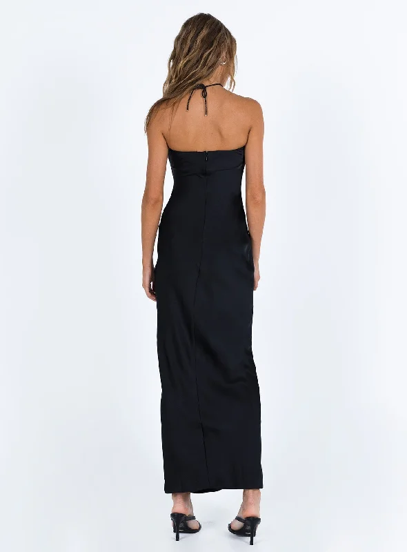 Kesy Bow Tie Maxi Dress Black