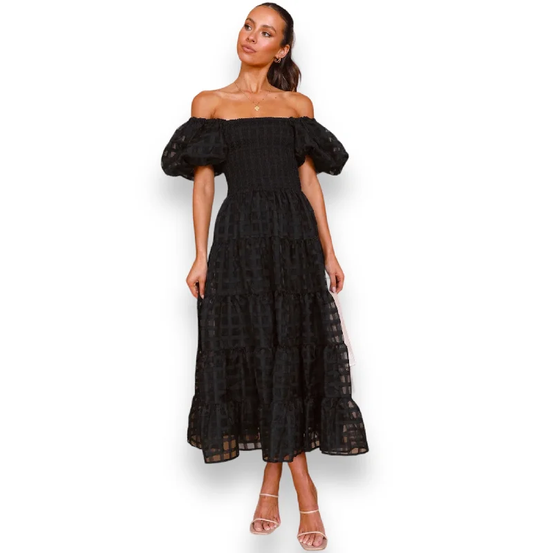 KSEA MIDI DRESS -BLACK