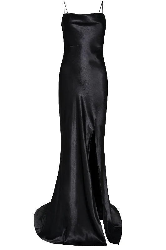 Pippa Black Bridesmaid Cowl-Neck Slip Dress