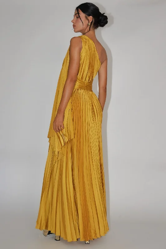 Laxmi Accordion Pleat Maxi Dress Moss