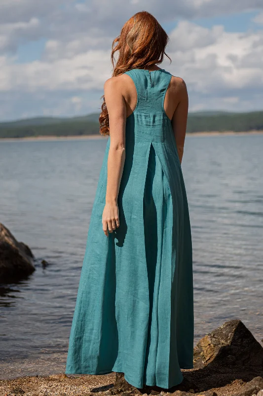 Minimalist Linen Dress with Pleat Detail