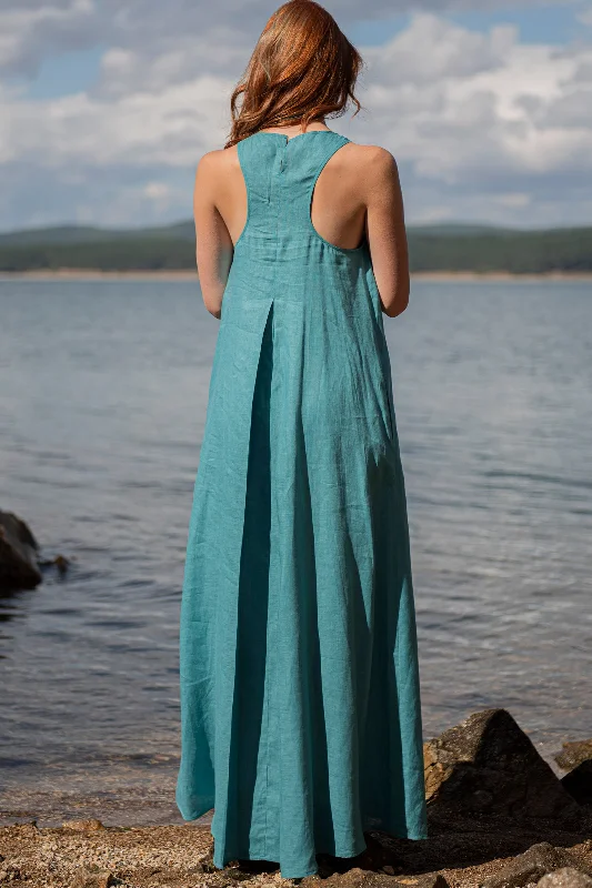 Minimalist Linen Dress with Pleat Detail