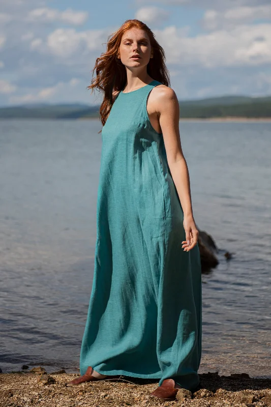 Minimalist Linen Dress with Pleat Detail