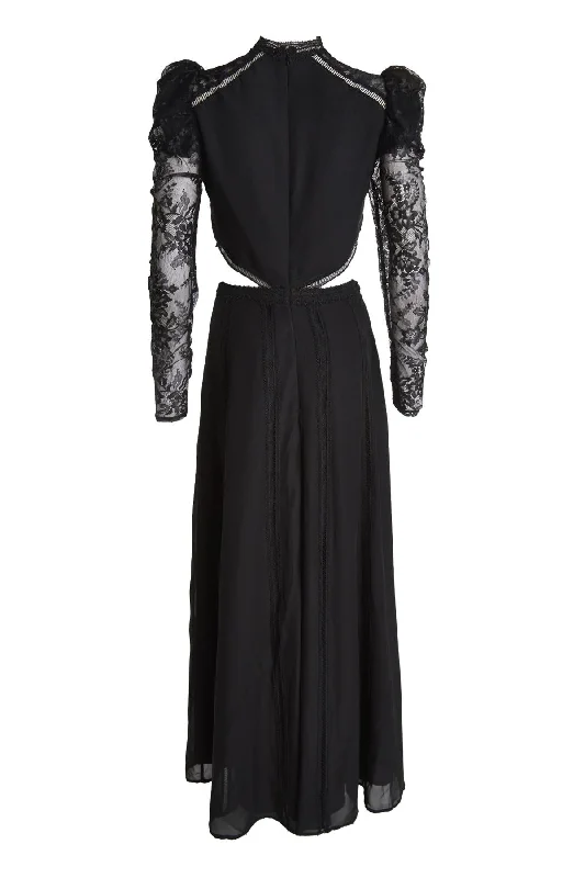 Raegan Black Long-Sleeve Cut-Out Maxi-Dress