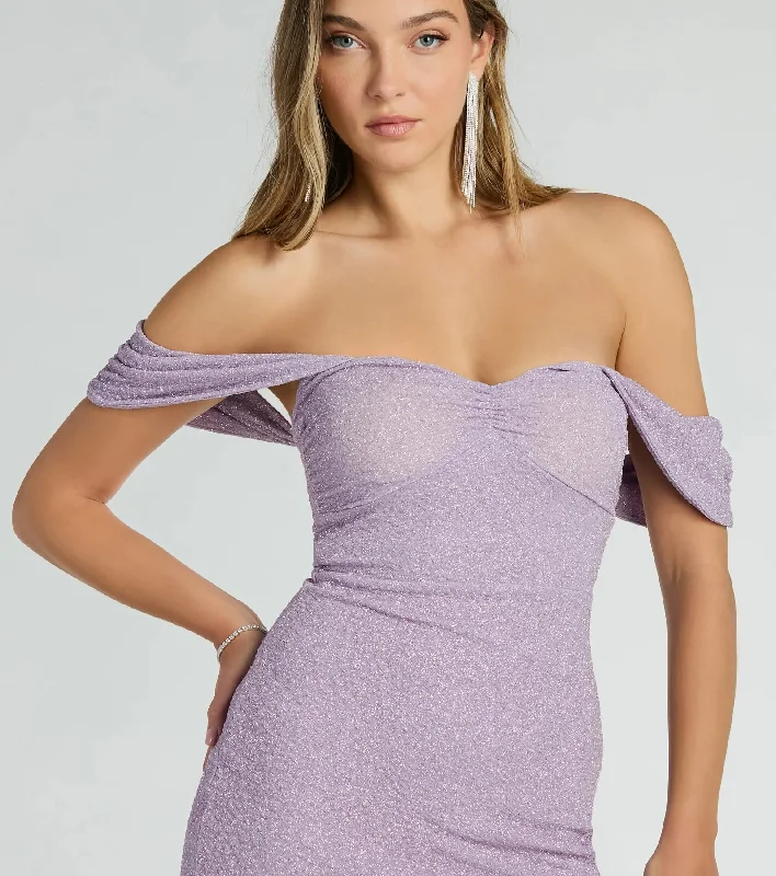 Tamara Off-The-Shoulder Mermaid Glitter Formal Dress