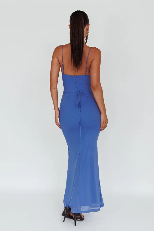 Teava Laced Waist Maxi Dress Blue