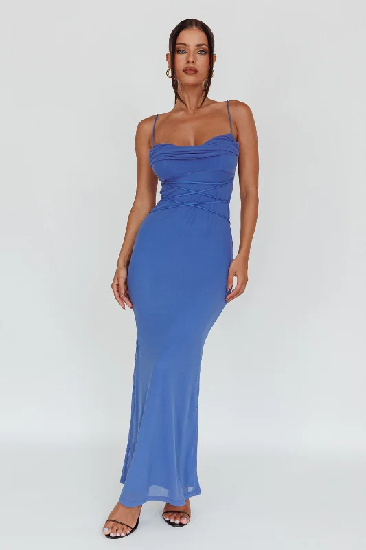 Teava Laced Waist Maxi Dress Blue