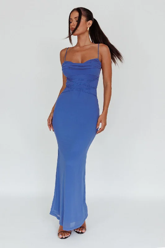 Teava Laced Waist Maxi Dress Blue