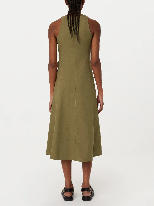 The Bustier Poplin Long Dress in Brown Green