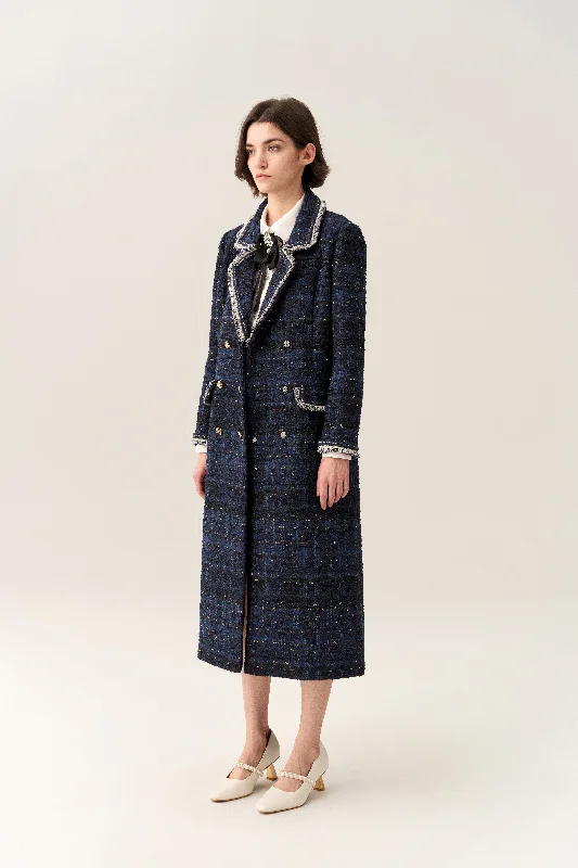 Notched-lapel Double-breasted Maxi Coat