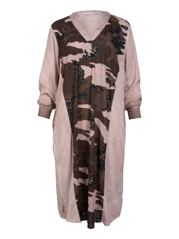 VILJA tunic dress - Dark Brown mix