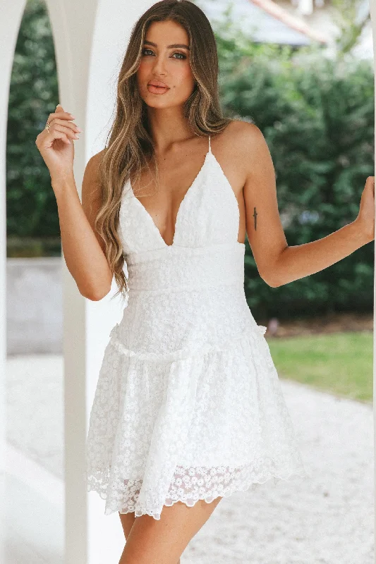 Belize Flounce Hem Mini Dress White