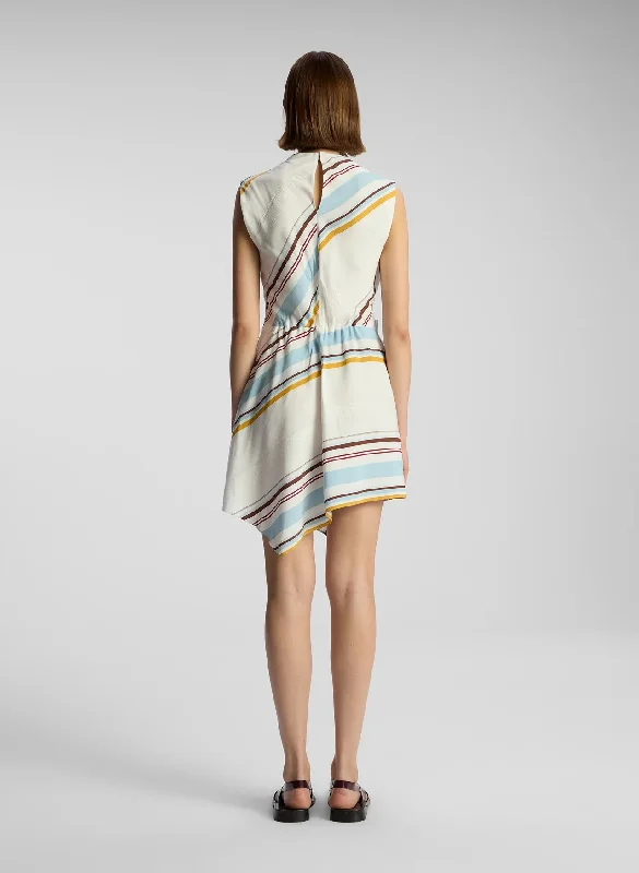 Dion Dress in White Stripe