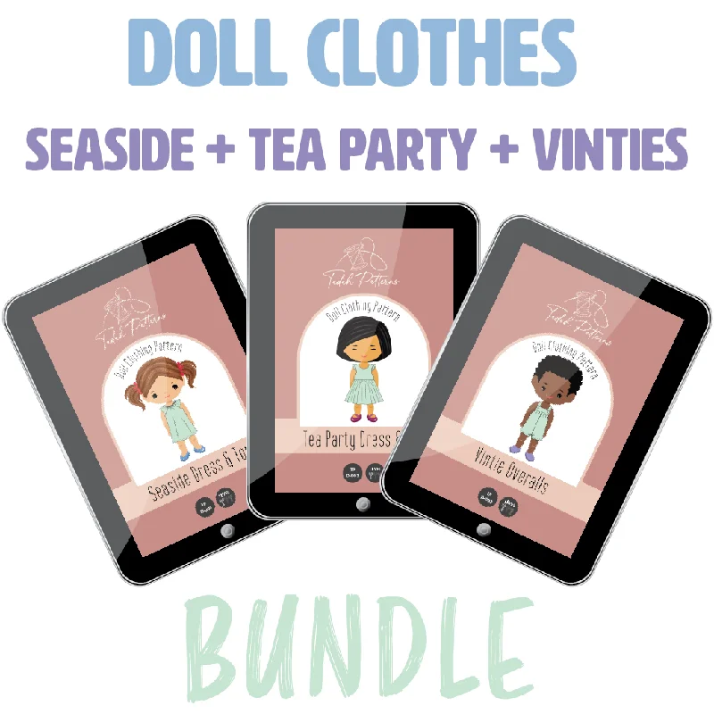 Dolls Clothes BUNDLE - Seaside + Tea Party + Vinties