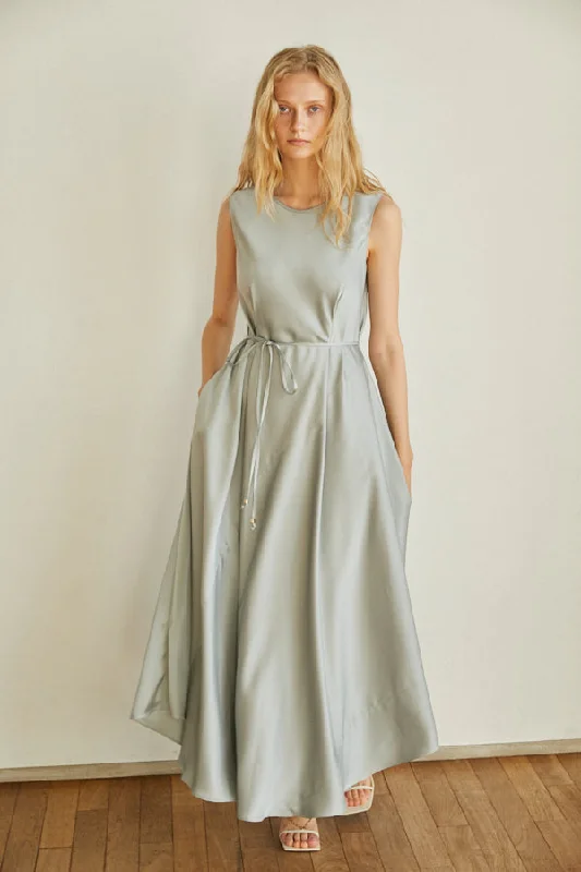 Ella Satin Long Dress <br> -Mint-