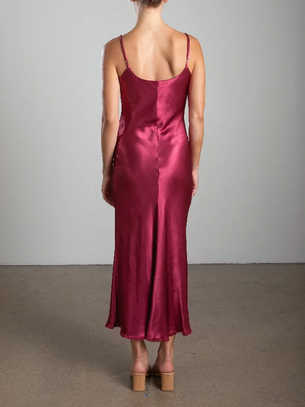 Farrah Slip Dress in Vintage Satin - Currant