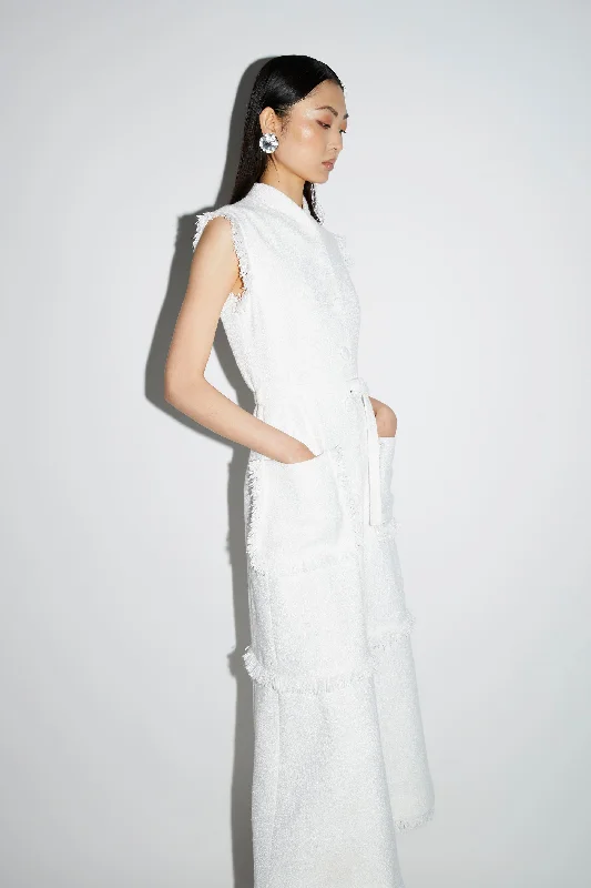 FELICITY DRESS WHITE TWEED