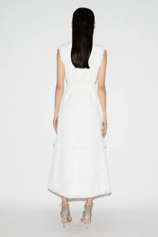 FELICITY DRESS WHITE TWEED