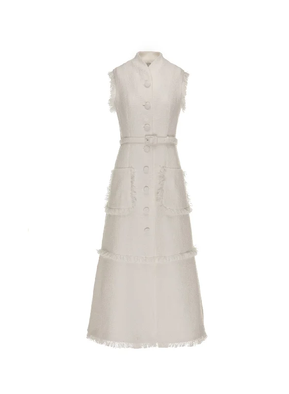 FELICITY DRESS WHITE TWEED