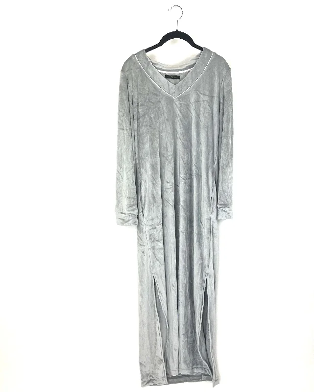 Grey Velour Maxi Lounge Dress - Size 4/6