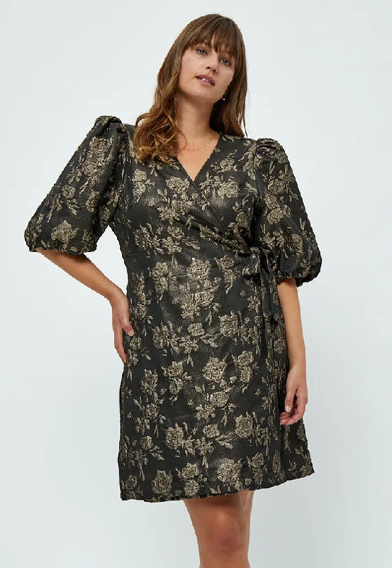 Hatisha Wrap Dress Curve - Black Print