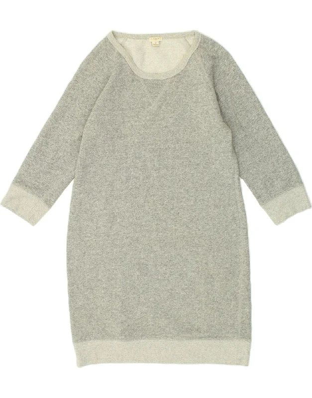 J. CREW Womens 3/4 Sleeve Jumper Dress UK 12 Medium Grey Flecked Cotton