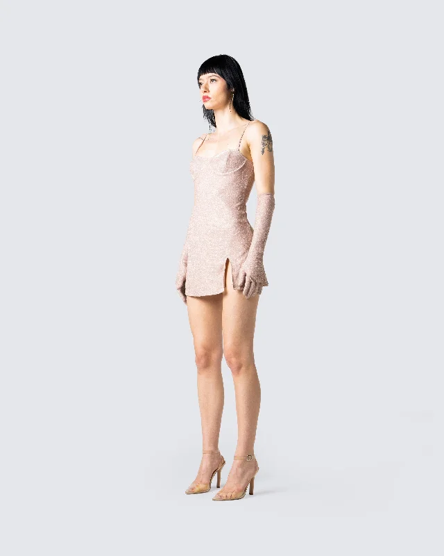 Jone Shimmer Mini Dress & Gloves